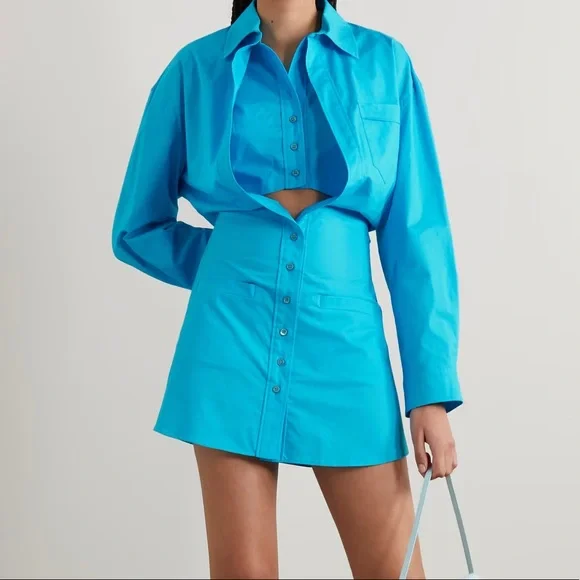 princess polly baby blue dress Jacquemus | Dresses | Nwot Jacquemus Baunhilha Cutout Cottonpoplin Shirt  Dress